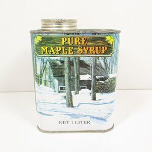 Vge Pure Maple Syrup Graphic Tin Metal Can 1 Liter 1984 New England Container Co